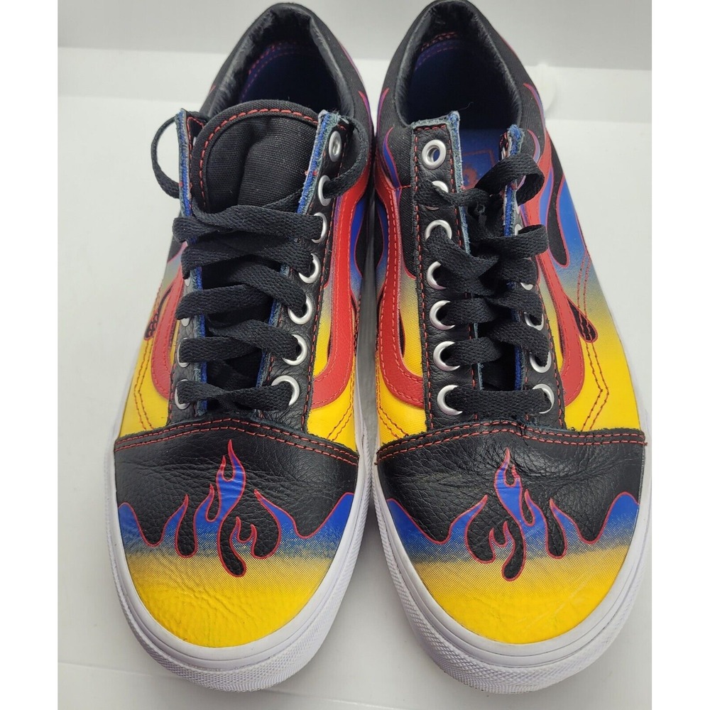 Vans Sneakers Leather SZ 6.5 Flame Retro Men Womens 8 Old Skool Racer